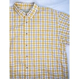 Cabela's Plaid Flannel Button Up Short Sleeve Shirt Men's Size Large Cotton